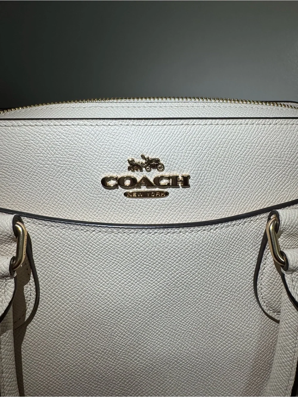 Coach Darcie carryall, with gold accents